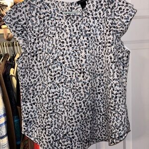 Women's Blue Leopard Print Top